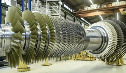 A complex turbine in a factory.